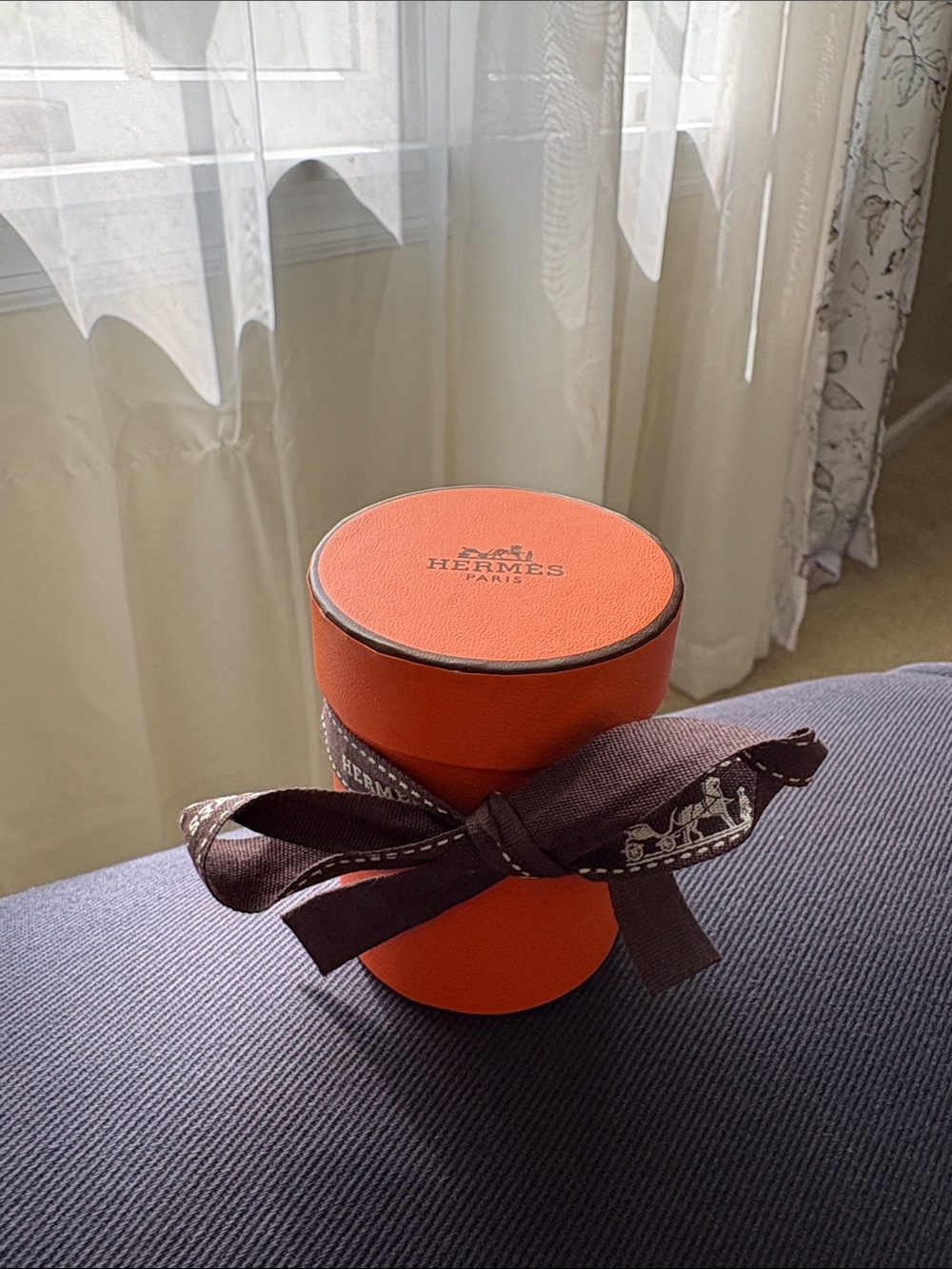 Empty Hermes Twilly Orange Round Accessory Box